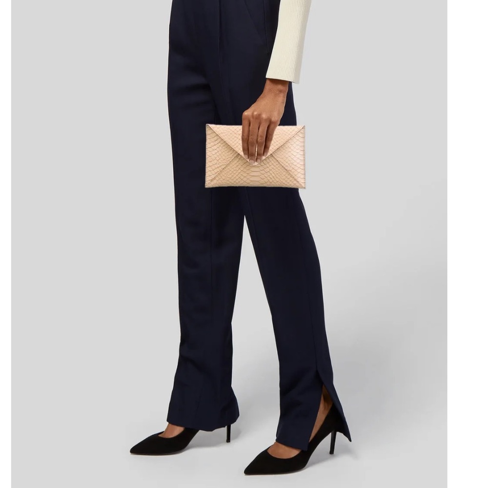 NWT Loeffler Randall Python Envelope Clutch - Nude